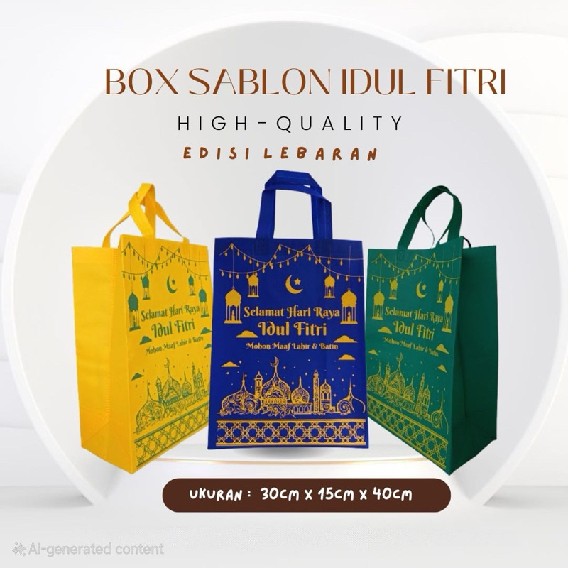 

Tas Lebaran Tas Parcel Spunbon Spunbond Idul Fitri Goodie Bag Lebaran 30x15x8 tas bingkisan Lebaran hampers lebaran