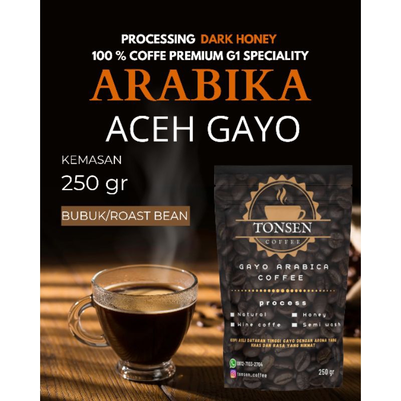 

Kopi Arabika gayo aceh G1, speciality proses dark honey