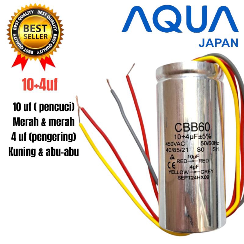 kapasitor mesin cuci aqua 2 tabung original