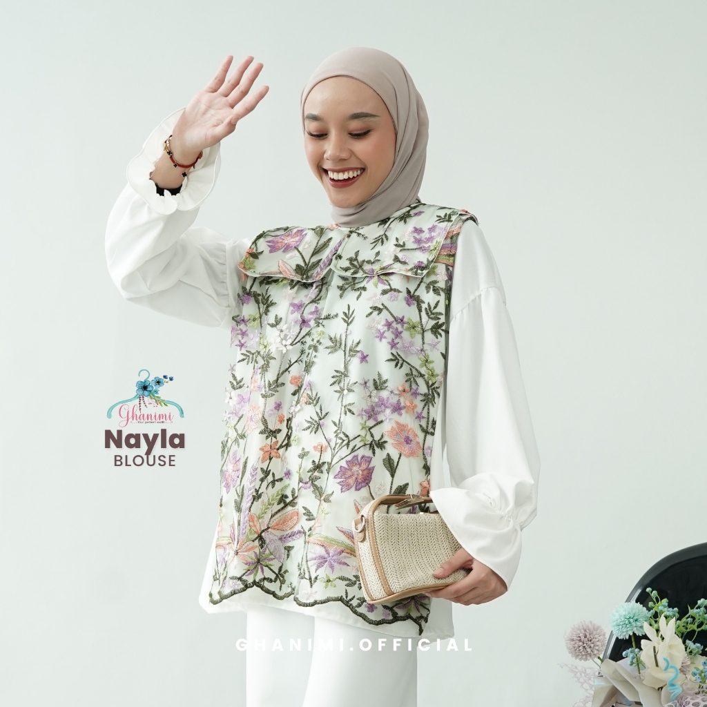 Ghanimi - Nayla Blouse / Blouse Brukat Kondangan /Atasan Kondangan / Brukat / Blouse Wanita Kekinian