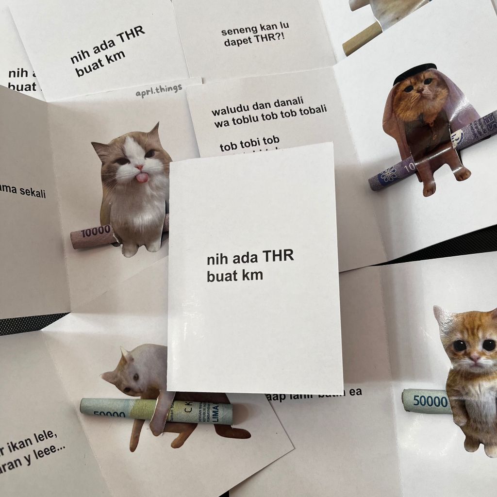 

[10pcs] SET AMPLOP THR LEBARAN / kucing meme lucu 2025 / idul fitri eid mubarak ramadan / premium tebal angpao viral gen z