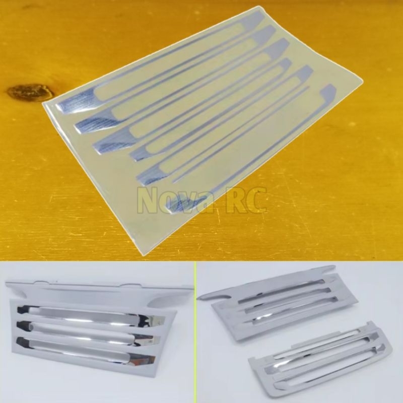 Stiker logam silver list depan untuk SCANIA super rc truck hercules 1/14