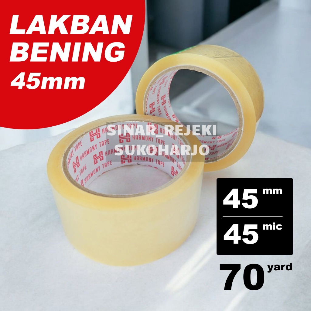 

Harmony Tape Lakban Bening 45mm X 70 Yard 50 Meter Ekonomis