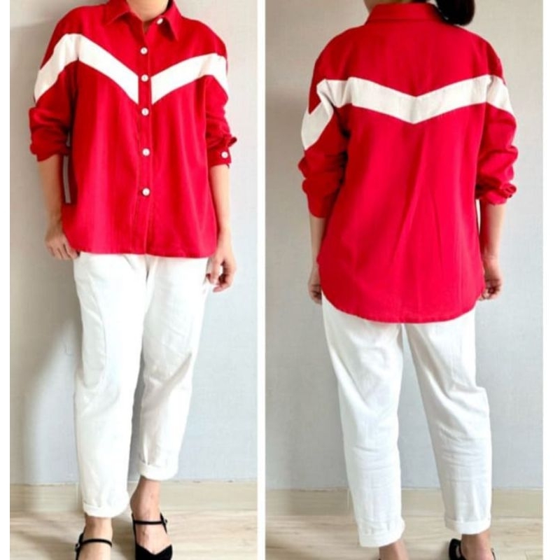 atasan linen premium,kemeja wanita dewasa,katun lengan panjang,katun linen polos kombinasi