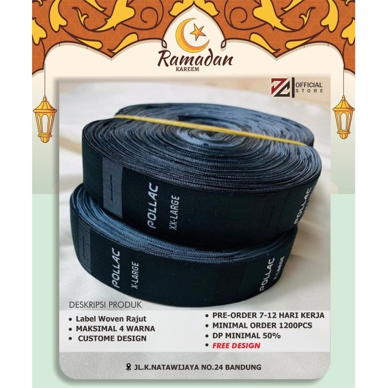 

100%free design 1.5x4 cm - 1.5x6cm/woven label/label woven /woven hijab/woven bordir/label hijab/label custom/woven murah