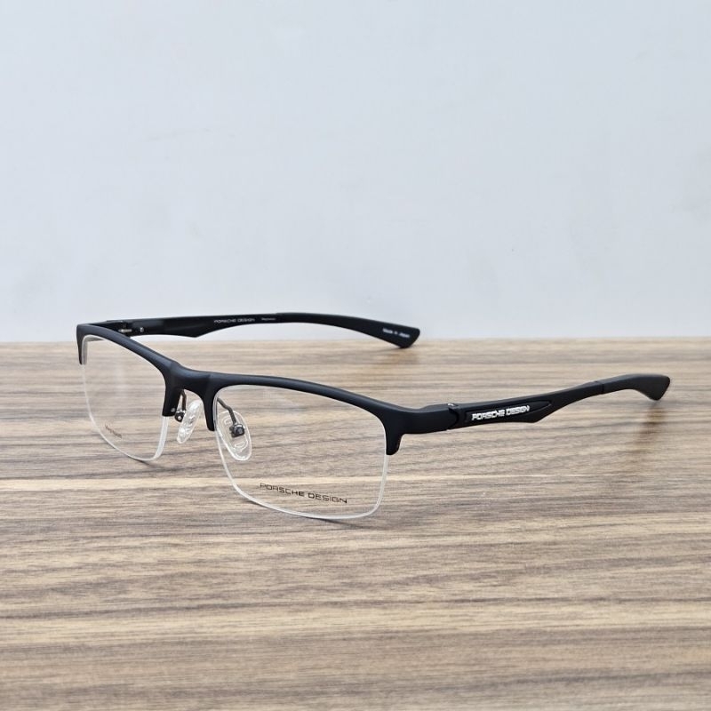 frame kacamata pria wanita half frame sporty porsche design P8199 full black
