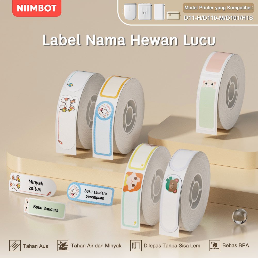

NIIMBOT D11/D110/D101 Stiker Label Kartun, Label Nama untuk Perlengkapan Rumah Tangga dan Siswa