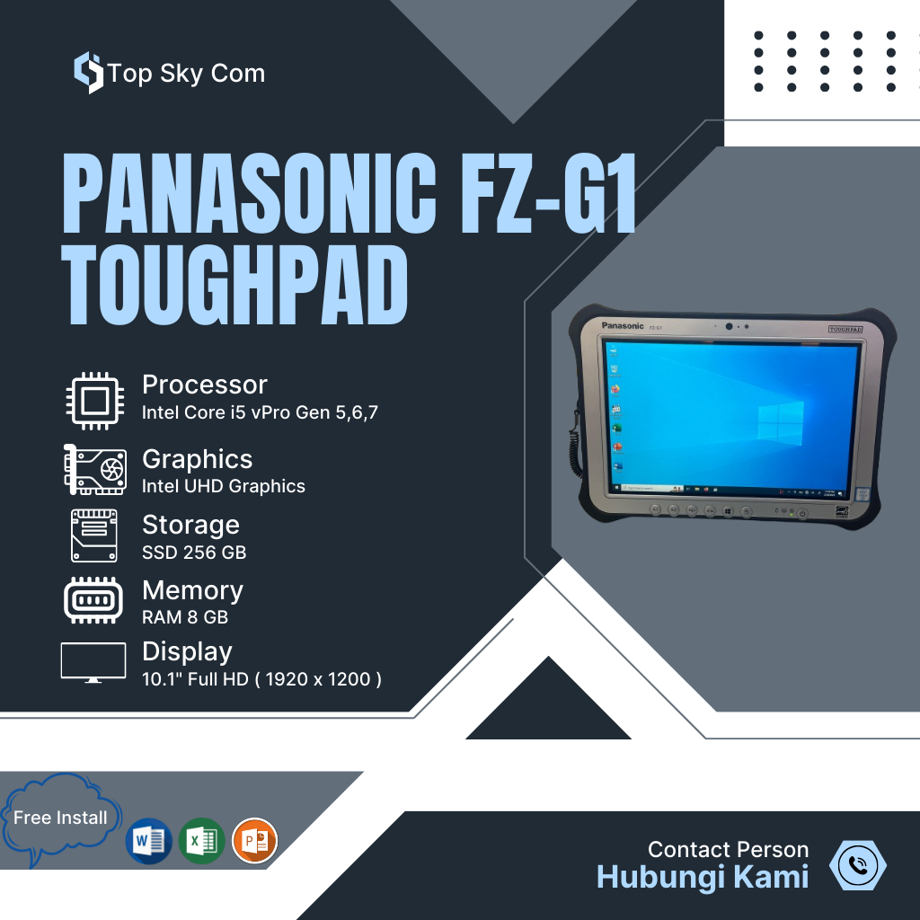Panasonic Corporation FZ-G1 Toughpad Core i5 vPro Gen 5/6/7 Ram 8GB Ssd 256GB Grade A Mulus