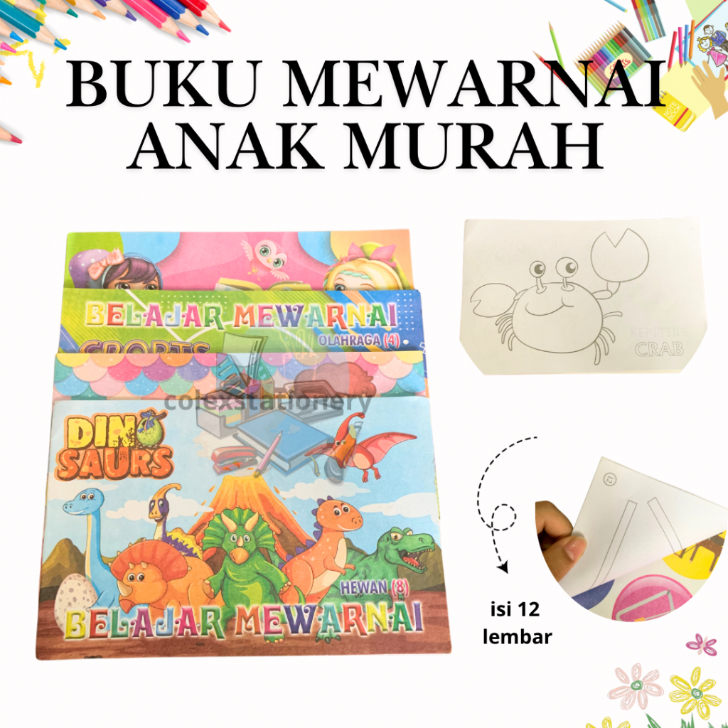 

[1 PC] Buku Seri Belajar Membaca & Mewarnai Anak Murah Variasi Isi 12 Lembar Tebal