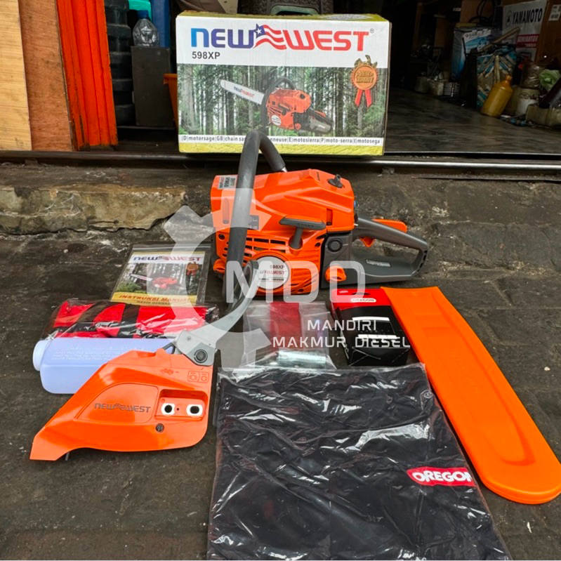CHAINSAW NEW WEST 598XP Bar Baja 22inch Senso Chainsaw New West Gergaji Mesin Kayu New West 598XP