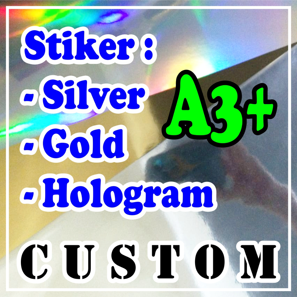 

Stiker Premium Silver Gold Hologram - Cetak Custom Hitam & Warna, untuk stiker dekorasi, branding, hiasan paket, kerajinan, stiker stiker label minuman atau makanan, dll