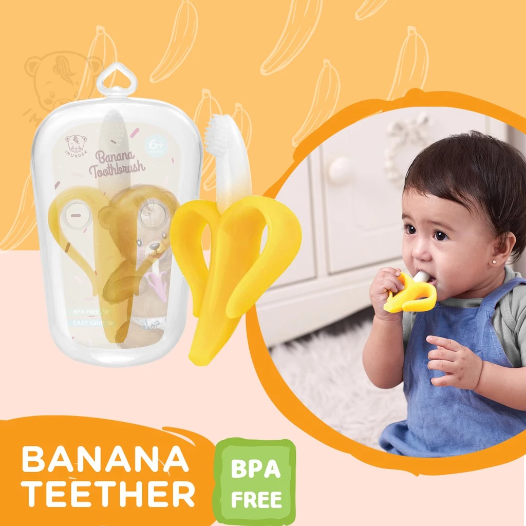 Teether gigitan + sikat gigi IMUNDEX / gigitan bayi / teether bayi / sikat pisang