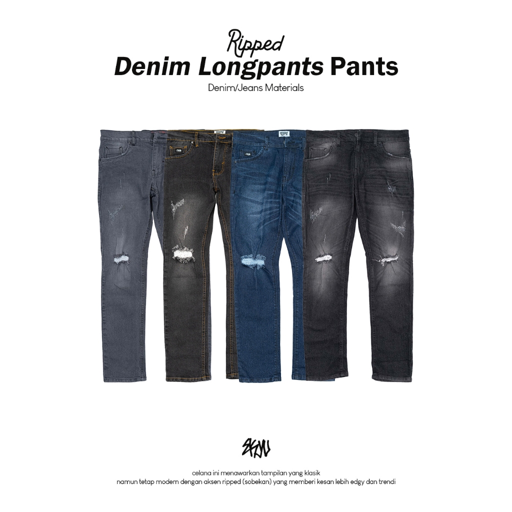 " Denim Ripped " Celana Denim Selvedge Jeans Slim Fit by Ekyu
