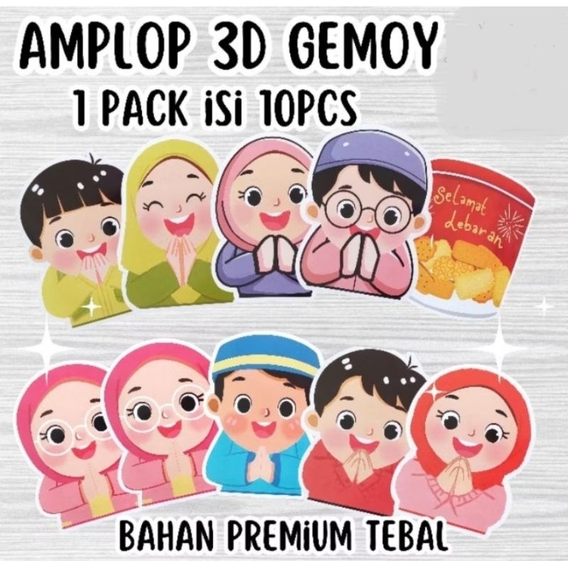 

10pcs amplop lebaran 3d 2025 anak soleha /amplop idulfitri lebaran meriah