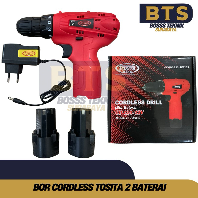 Bor baterai cordless TOSITA 12v Cordless Drill - Mesin Bor Baterai Heavy Duty