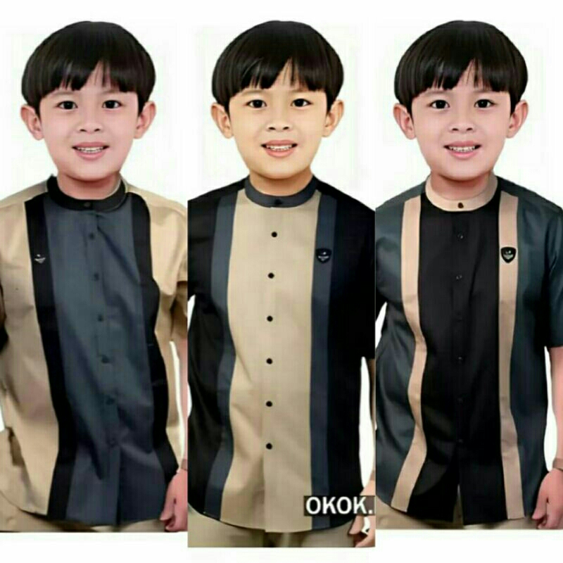 Baju Koko Kurta Anak Koko Kurta Kerah Mandarin Lengan Pendek