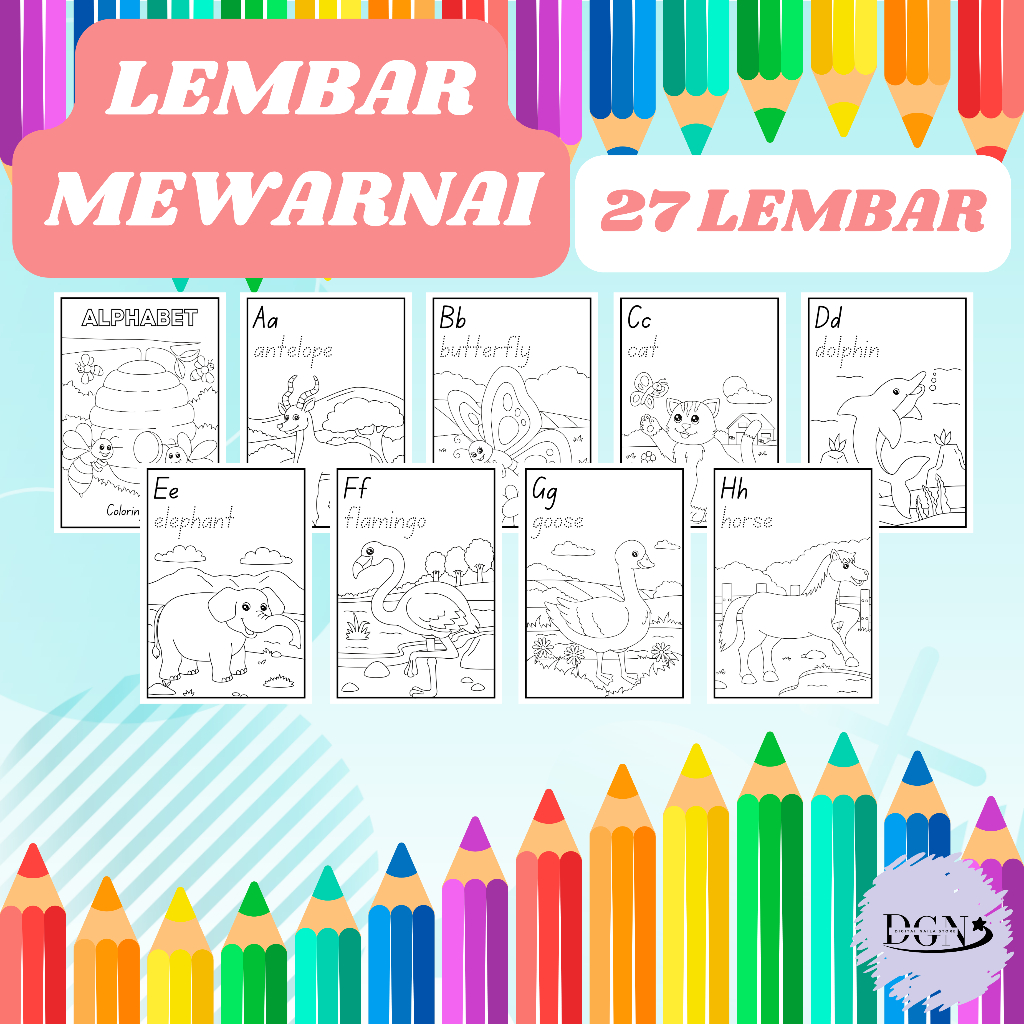 

DGN 001 Lembar Mewarnai 27 - Lembar Mewarnai Alphabet Animals Coloring Book
