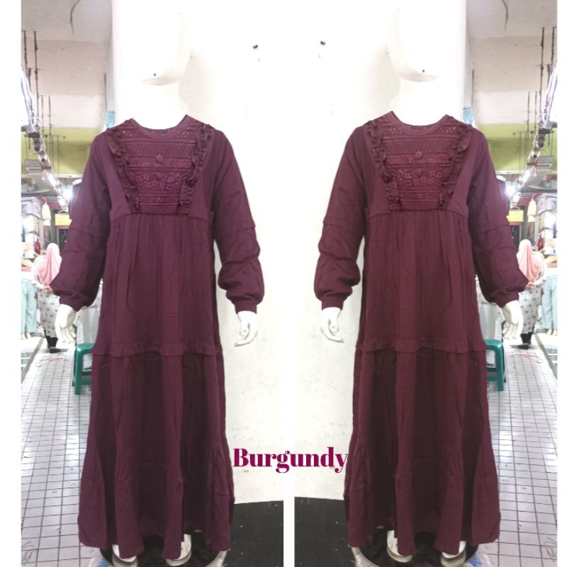 Gamis Syar'i Anak Burgundy / Gamis Anak Syar'i/Gamis Anak Terbaru Free Hijab
