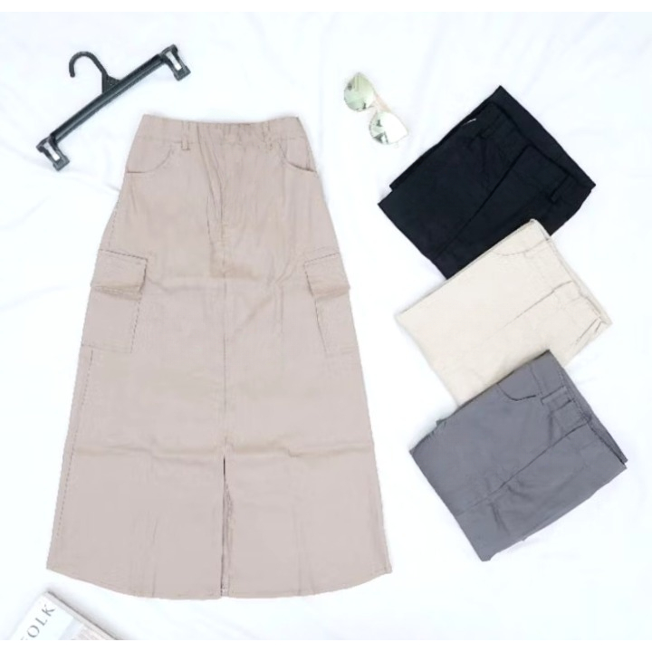 Rok cargo anak usia 3-12th / Rok cargo anak tanggung / Rok panjang cargo anak