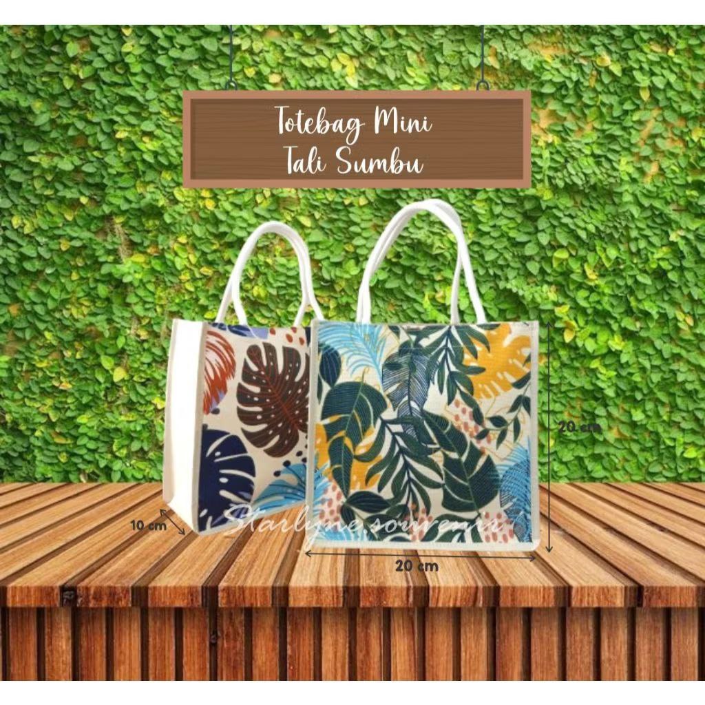 Totebag Mini Tali Sumbu/Totebag Mini Polyster Mix Kanvas Perekat