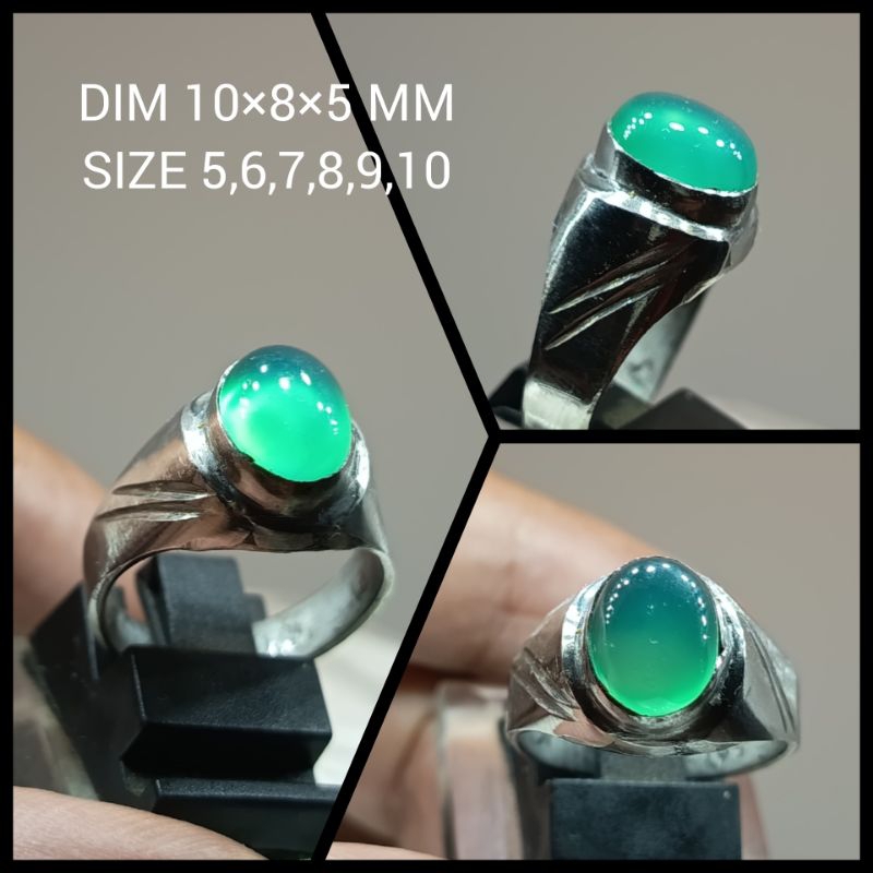 CINCIN BATU IJO GARUT MINION TOP CRYSTAL