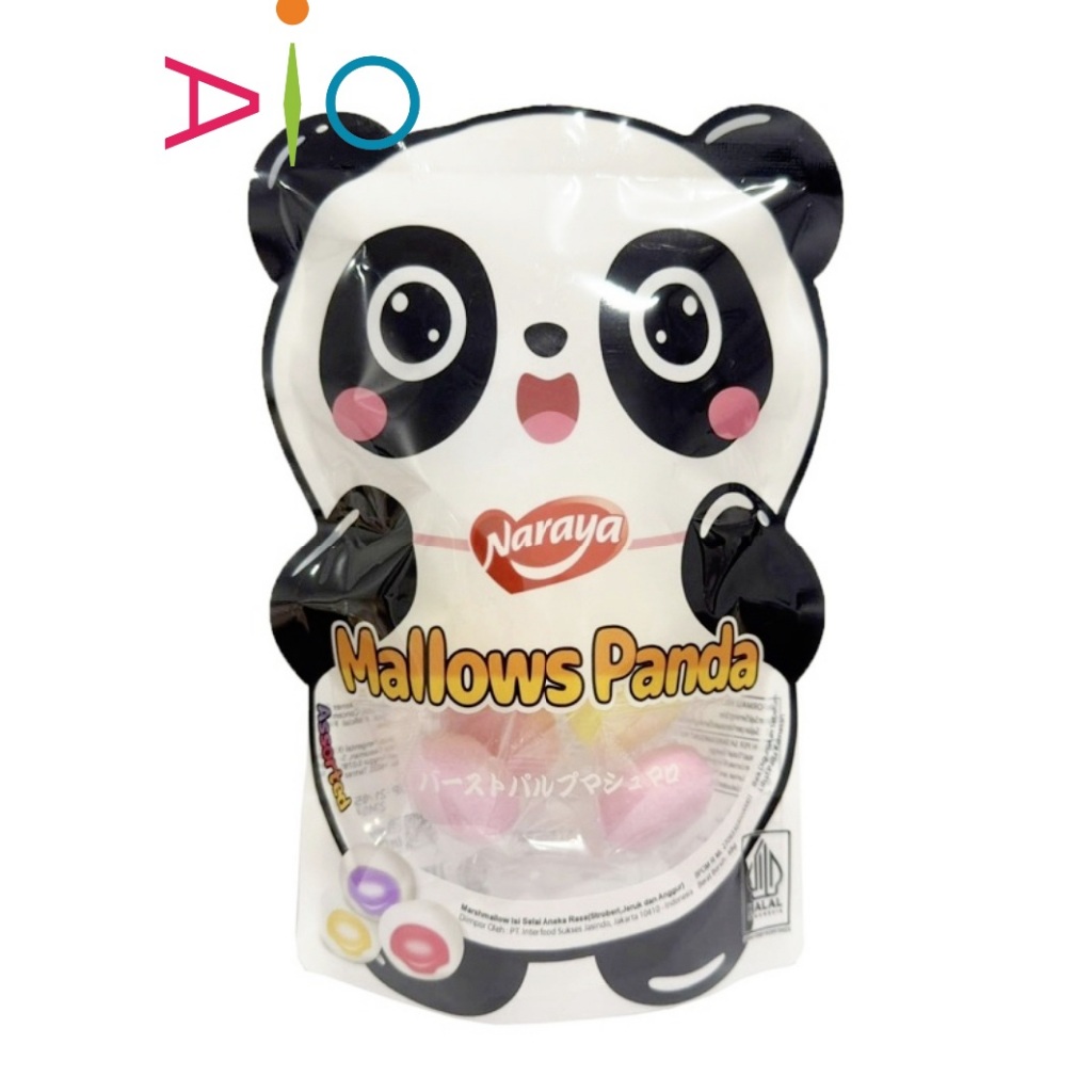 

NARAYA Mallow Panda Assorted | Marshmallow isi Selai Aneka Rasa 68g