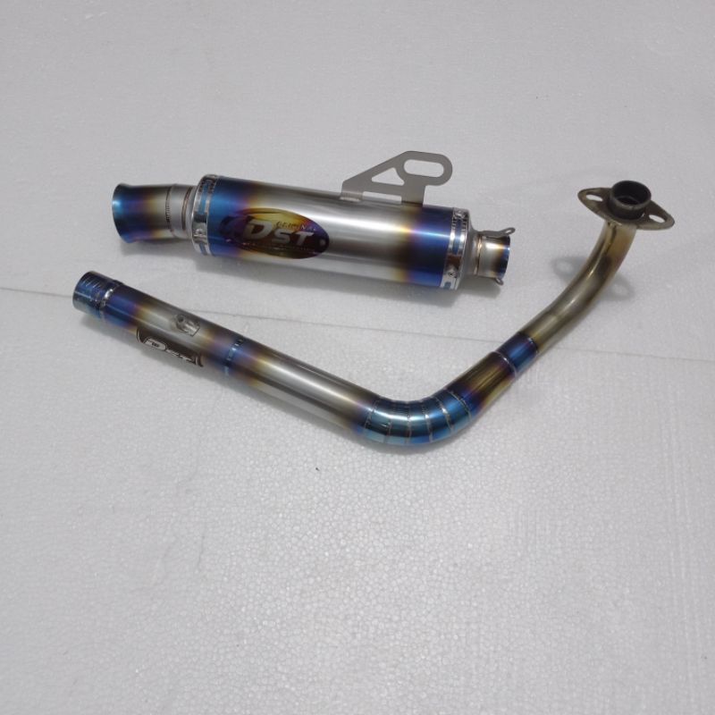 knalpot dst blue sandblast model salemba aerox nmax vario beat mio pcx  leher ceklis
