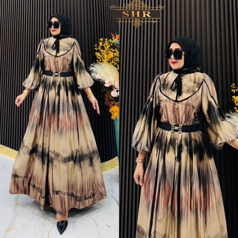 NDW SHR ORI 100% DRESS MAXI GAMIS SATIN syahira