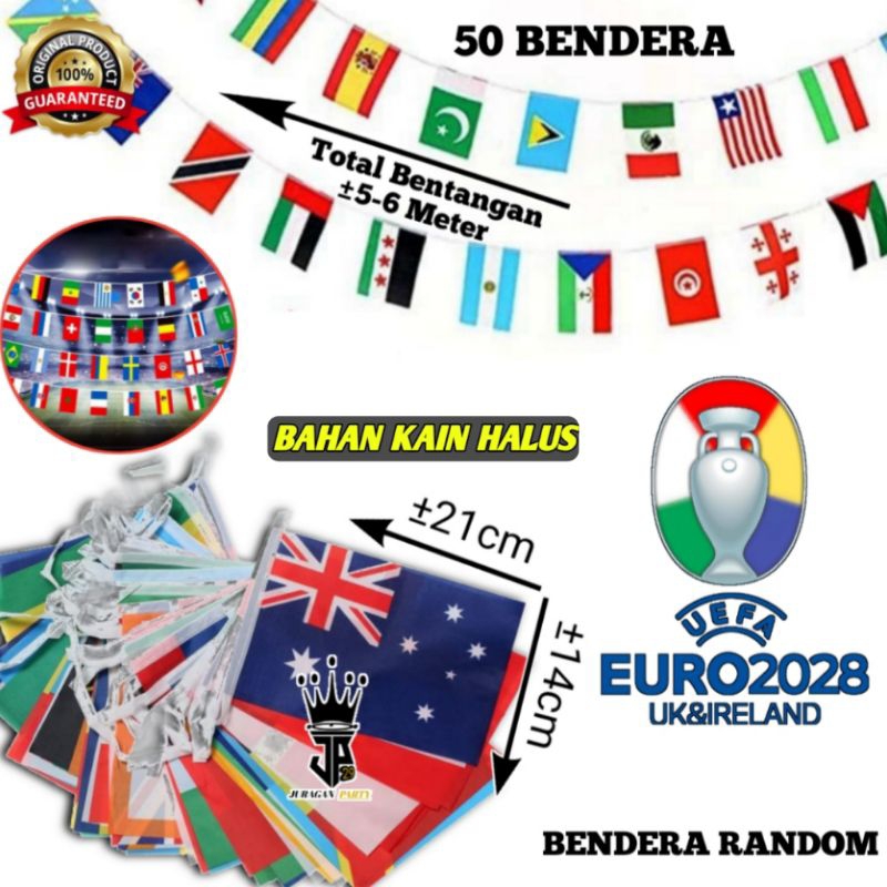 (50 bendera)Bendera Negara,Bendera Euro,Bendera Renceng,Bendera Asia, Bendera