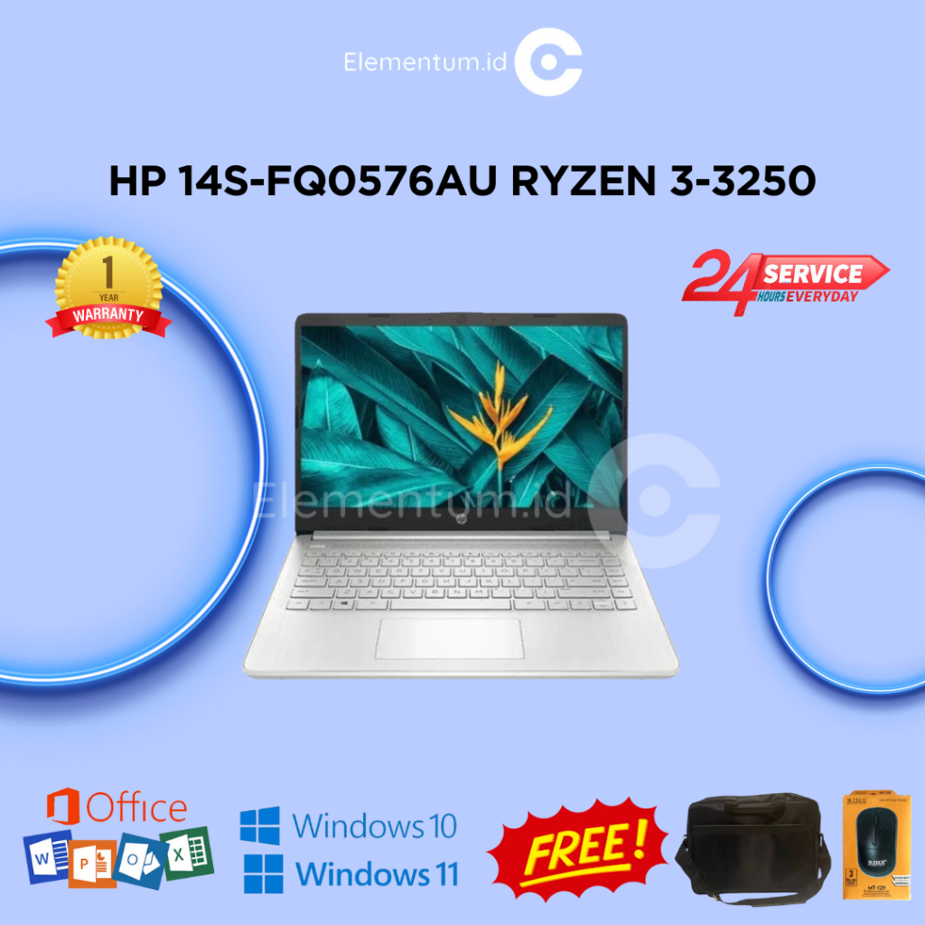 LAPTOP HP 14S-FQ0576AU RYZEN 3-3250 / 8GB 512SSD / VEGA3 / FHD IPS 14"
