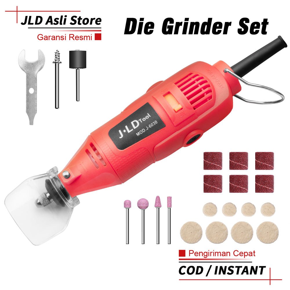 JLD Collet 1/4" Electric Mini Die Drill Grinder Carver Set Mesin Bor Tuner Listrik Power Rotary Tool