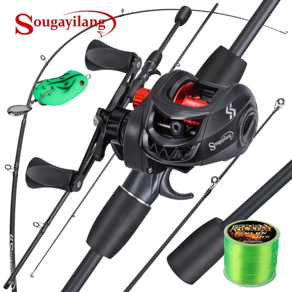 Sougayilang 1.8M 5-10LB Joran Pancing Full Set 7.2:1 BC Reel Pancing Carbon Fiber Joran Set