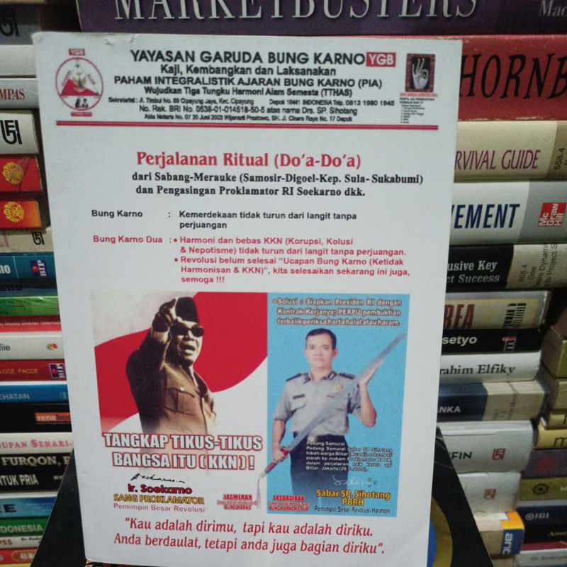 Buku Yayasan Garuda Bung Karno (YGB) Bung Karno Dua ( BKD) petualangan - ritual - harmoni