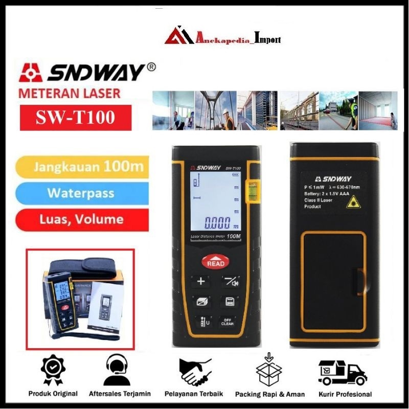 SNDWAY SW-T100 - SNDWAY Meteran Laser Digital Distance 100 Meter - SNDWAY SW T100