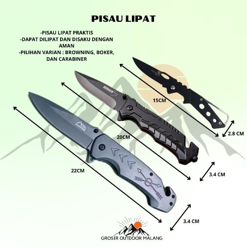 Pisau Lipat Boker Stainless Stell Knife Browning Multifungsi Perlengkapan Camping Outdoor