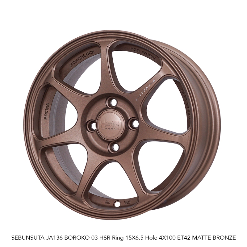 VELG MOBIL RACING RING 15 HSRWHEEL SEBUNSUTA LUBANG 4X100 WARNA BRONZE