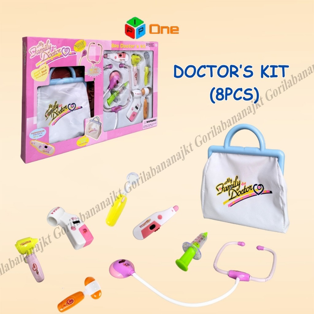 Mainan anak Dokter dokteran set ada tas family doctor ada lampu nyala