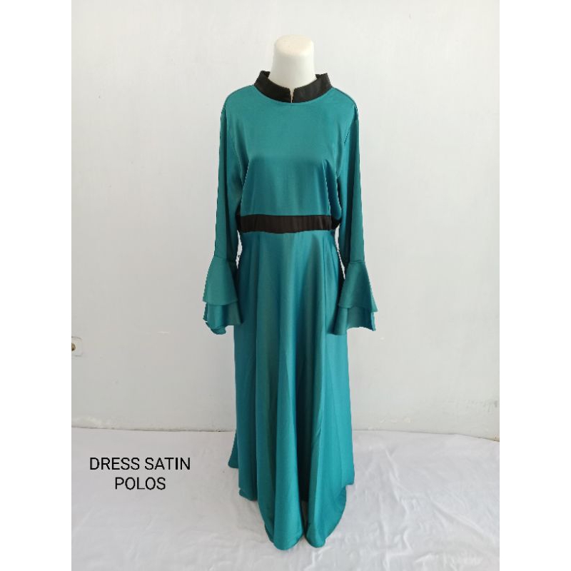 GAMIS WANITA SATIN POLOS/ DRESS SATIN POLOS