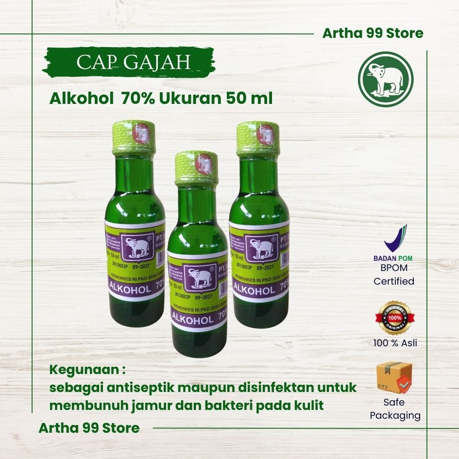 Artha 99 Store Cap Gajah Alkohol 90% Ukuran 50 ml