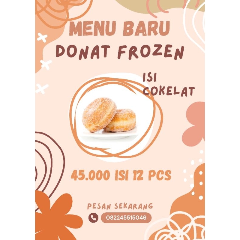 

Donat Frozen 12 pcs isi coklat lumer bonus toping gula halus / Frozen Food