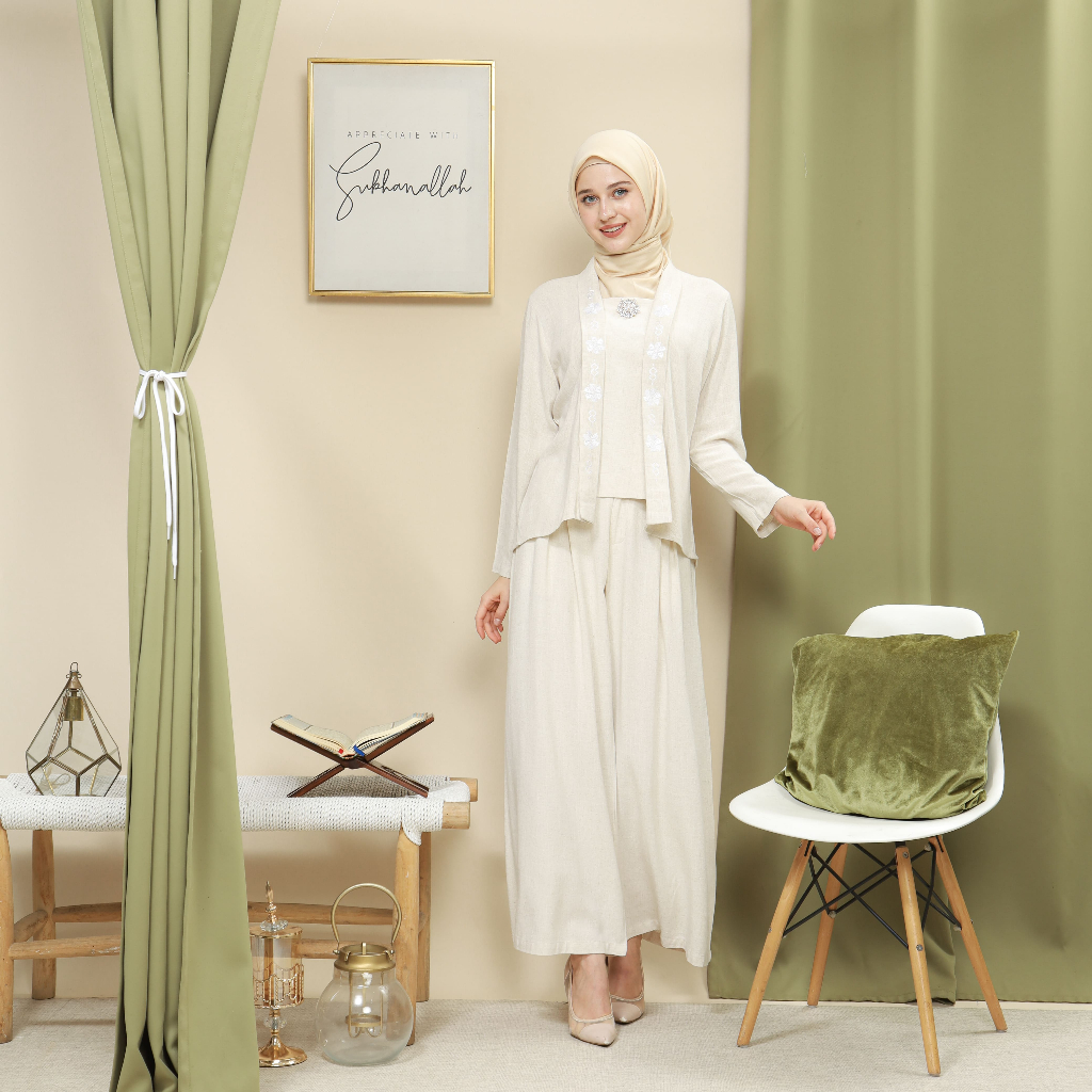 Kebaya Kutubaru (Natural Linen)