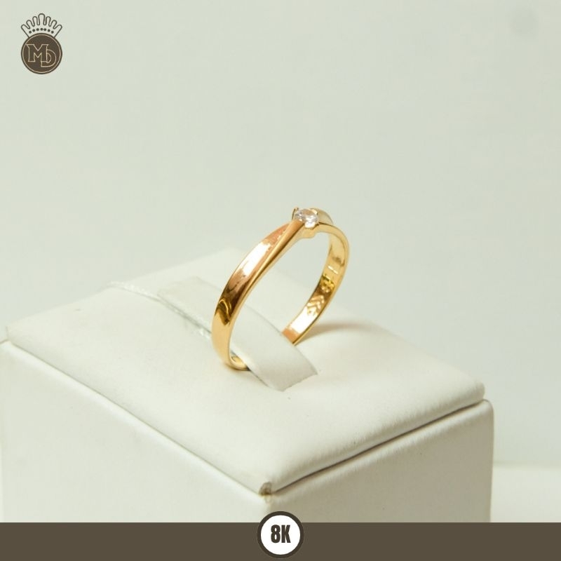 CINCIN EMAS ASLI ROSEGOLD MATA SATU CINCIN TUNANGAN LAKI/PEREMPUAN KADAR 8K