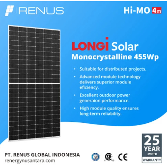 LONGi 455 Wp Mono PERC Halfcut Solar Module / Panel Surya