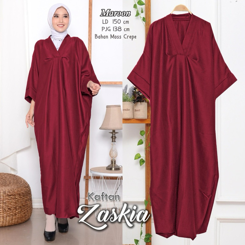 Arnis Kaftan Zaskia Jumbo Bahan Mosscrepe Gamis Lebaran
