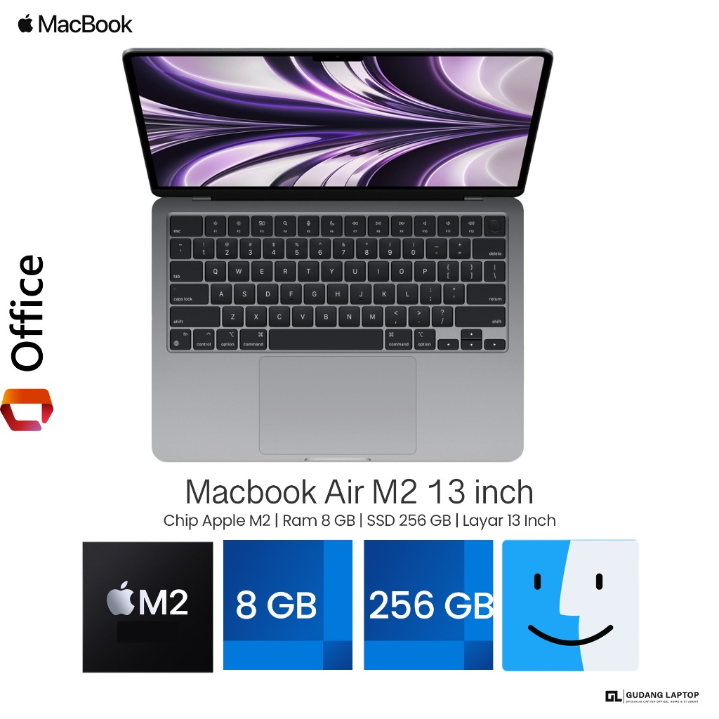 MacBook Air M2 2022 Ram 8 G SSD 256 GB Layar 13 6 inch