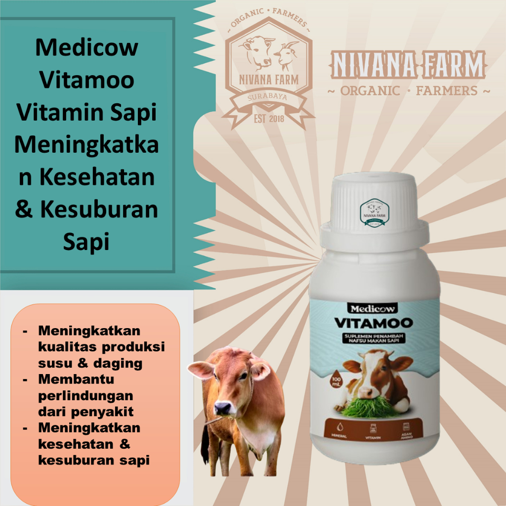 Medicow Vitamoo Vitamin Sapi Meningkatkan Kesehatan & Kesuburan Sapi 100 ml