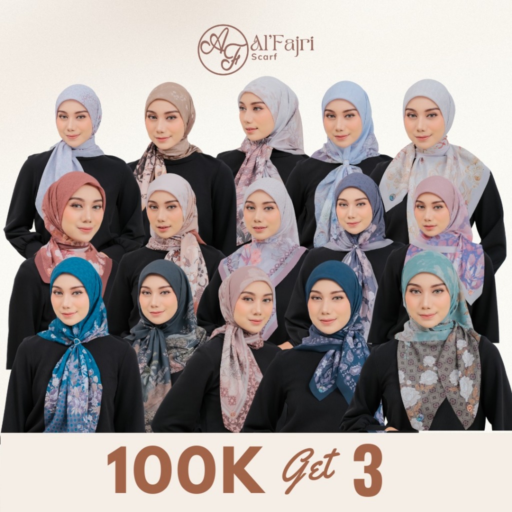 Al Fajri Scarf -  Hijab Segi Empat Ori Motif Digital Printing Size 110x110 cm