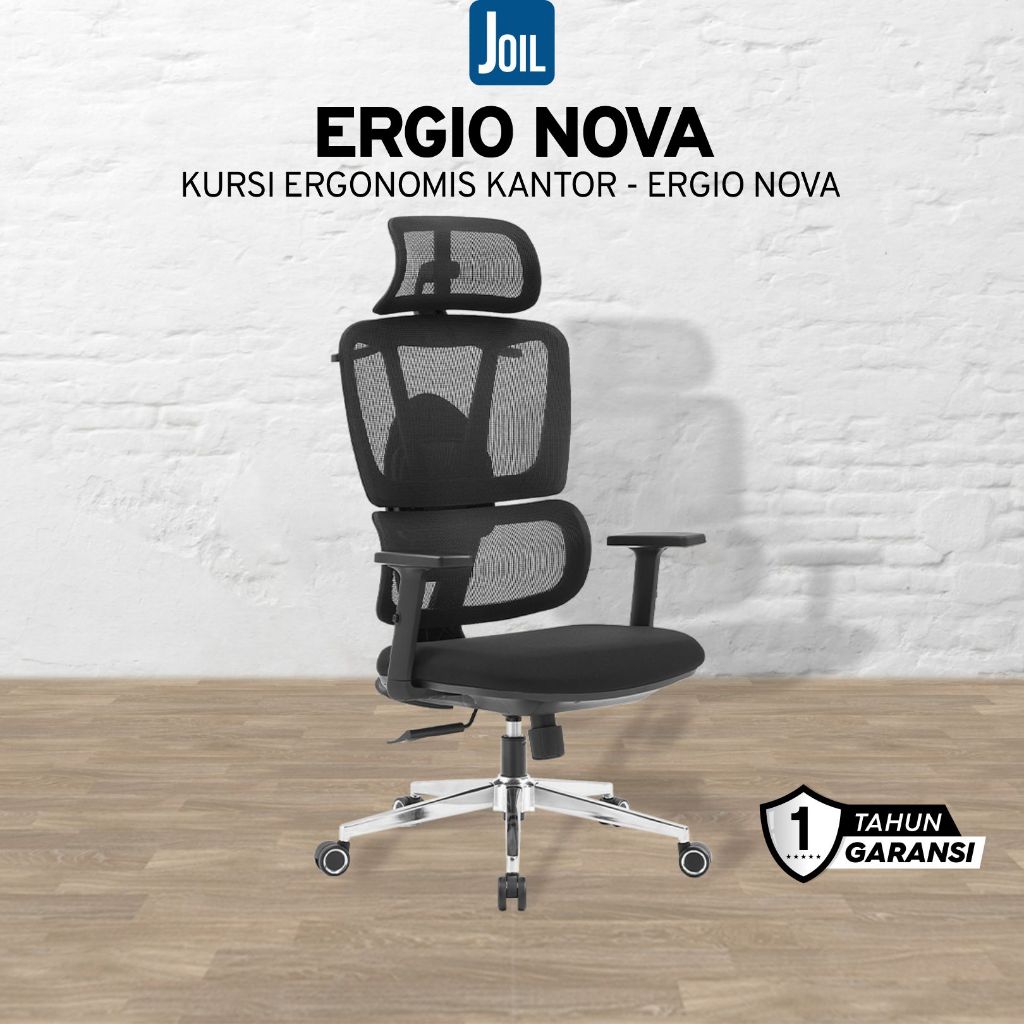 Joil Ergio Nova Kursi Kerja Kantor PP Frame Ergonomis PP Base Soft PU 3D Armrest - XC1A