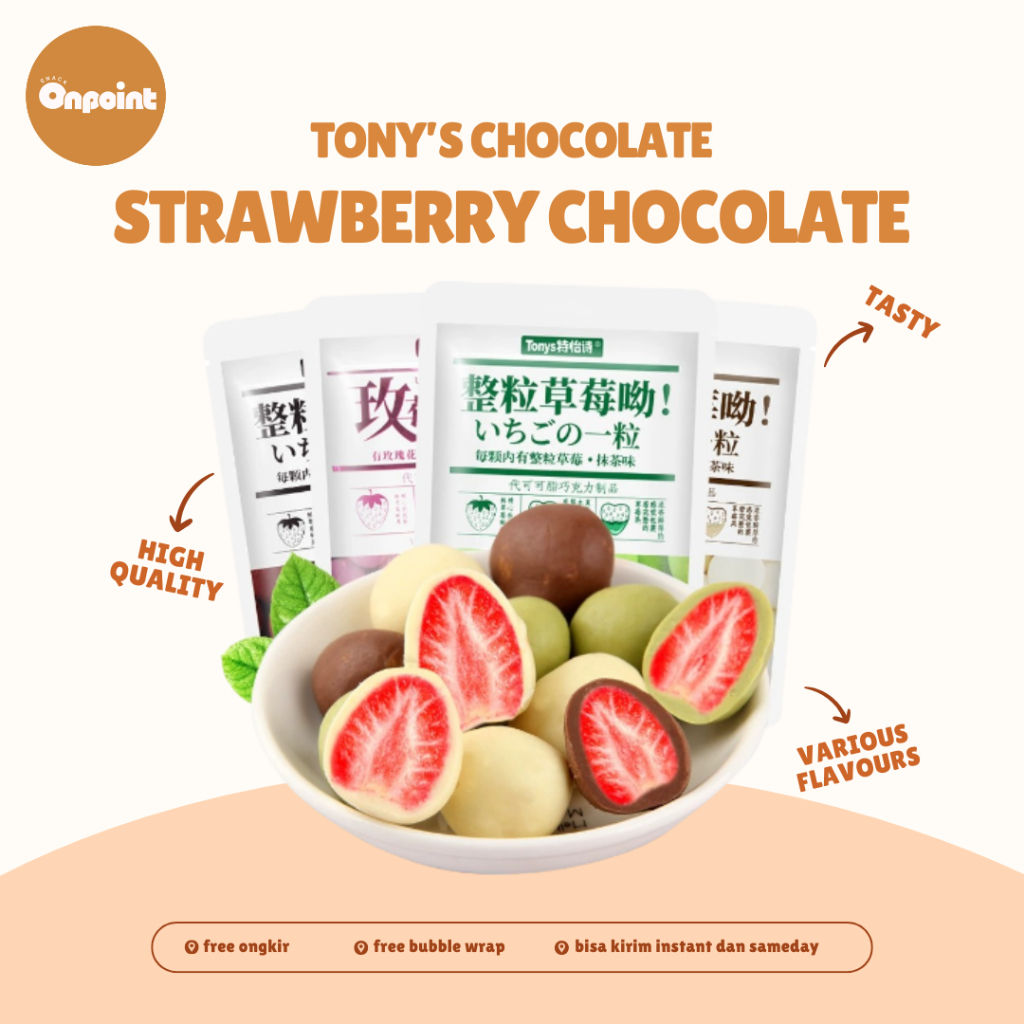 

Tonys Chocolate Strawberry Chocolate | Cemilan Coklat Stroberi Premium