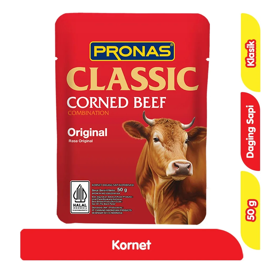 

Pronas Kornet Daging Sapi Classic Corned Beef Sachet 50gr